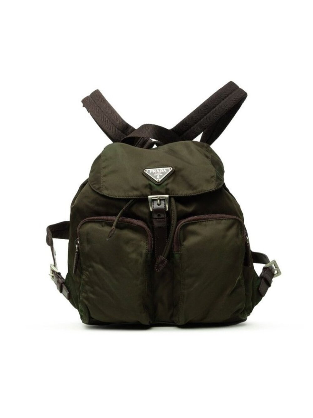Prada Vera Backpack Khaki Nylon Leather